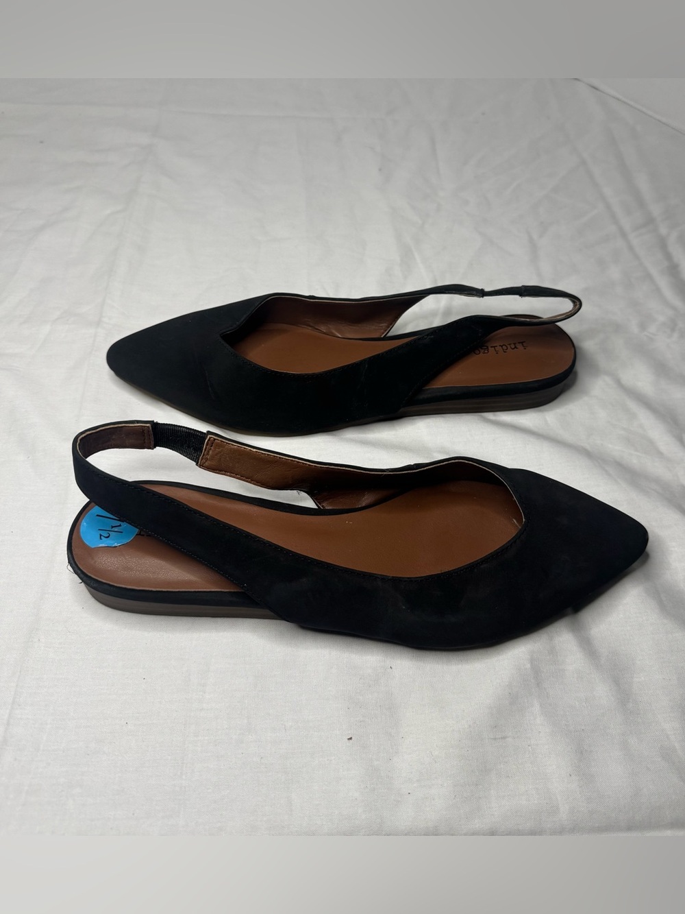 Indigo Black Pointed-Toe Slingback Flats 7.5M